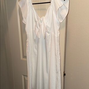 Nine West White Textured Tie-Front Sundress